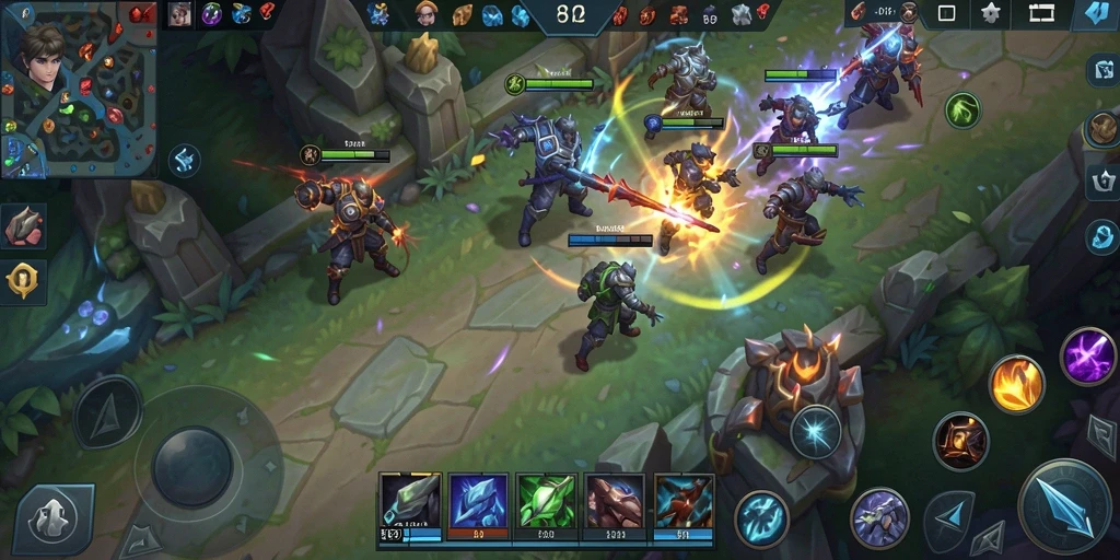 Gameplay MOBA mendebarkan di AMPER88 dengan karakter dan pertempuran tim yang dinamis.