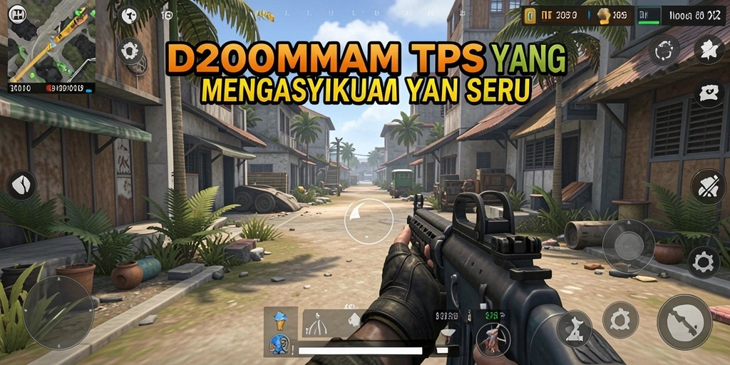 Tangkapan layar gameplay D200M menunjukkan aksi seru di medan perang TPS.