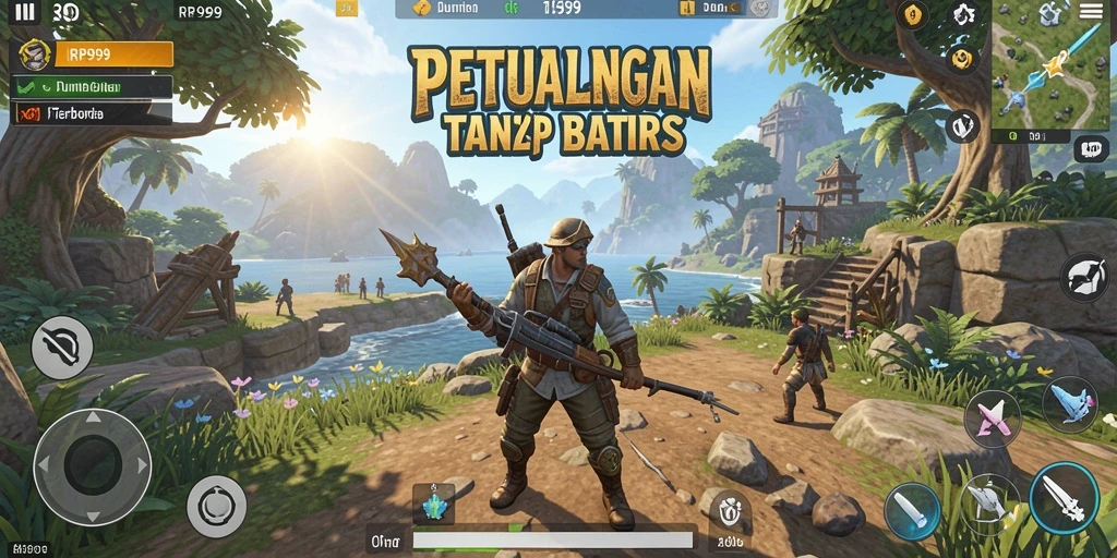 Screenshot gameplay RR999 menunjukkan aksi eksplorasi dunia terbuka yang menakjubkan.