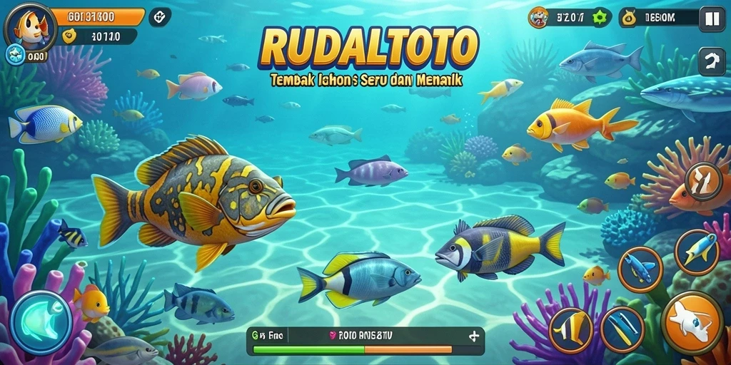 Screenshot gameplay RUDALTOTO yang menampilkan momen menangkap ikan.